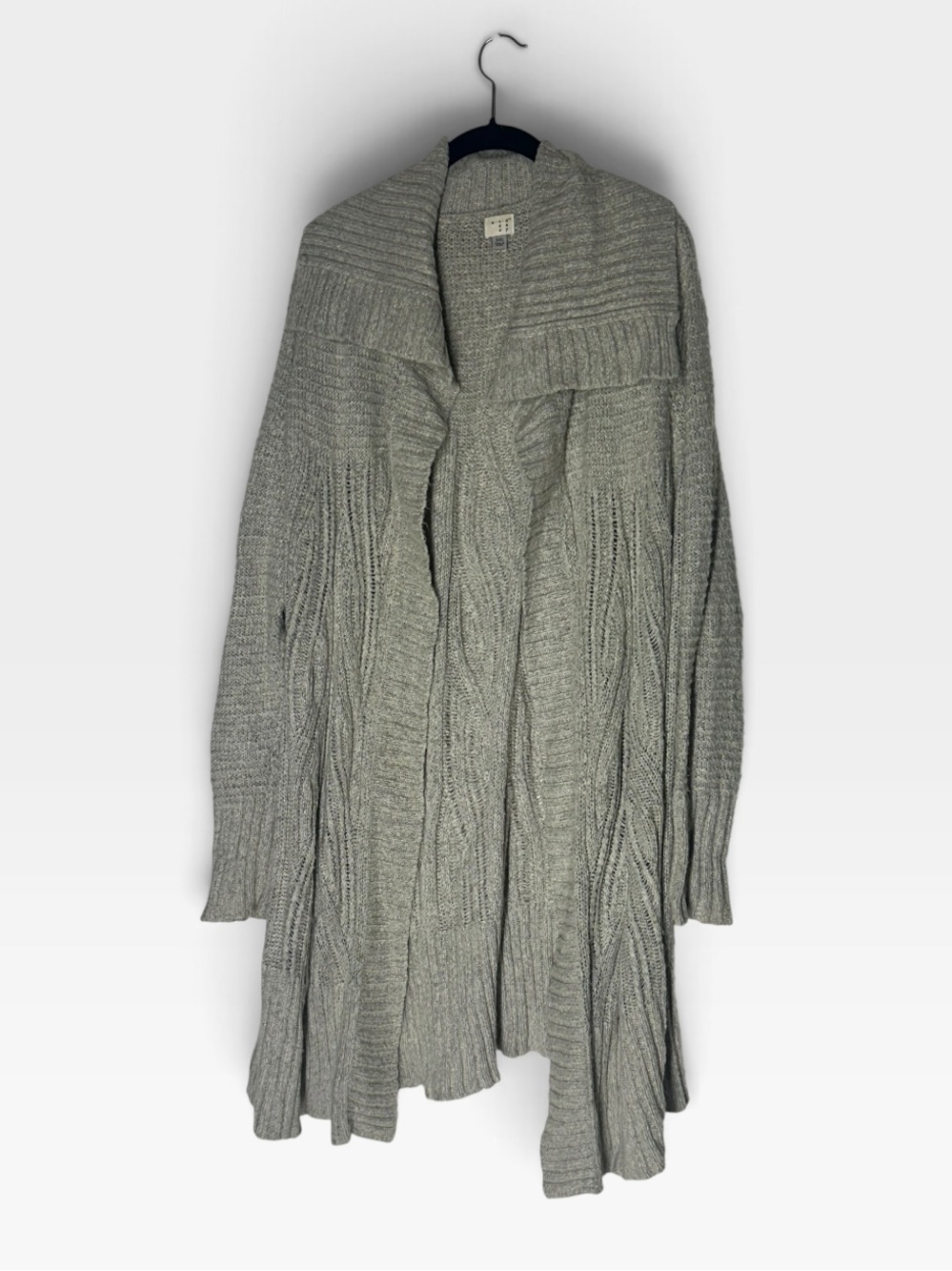 A New Day Cozy Open-Front Gray Cable Knit Cardigan Sweater